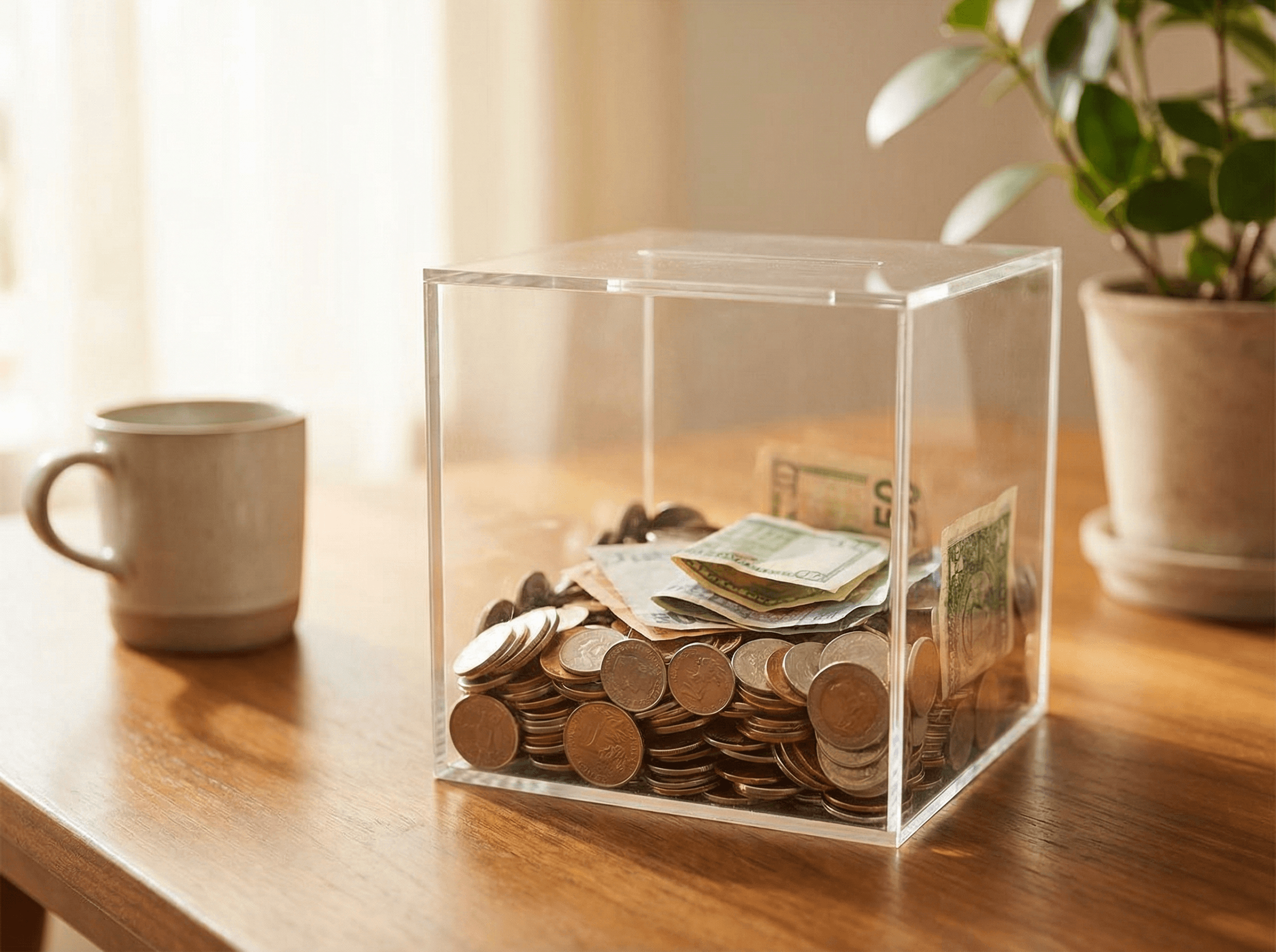 募金箱のアイコン、または支援活動シーン